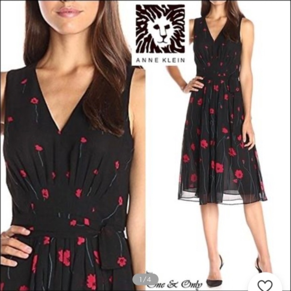 Anne Klein, Flower Pattern, Chiffon Dress, Size 2